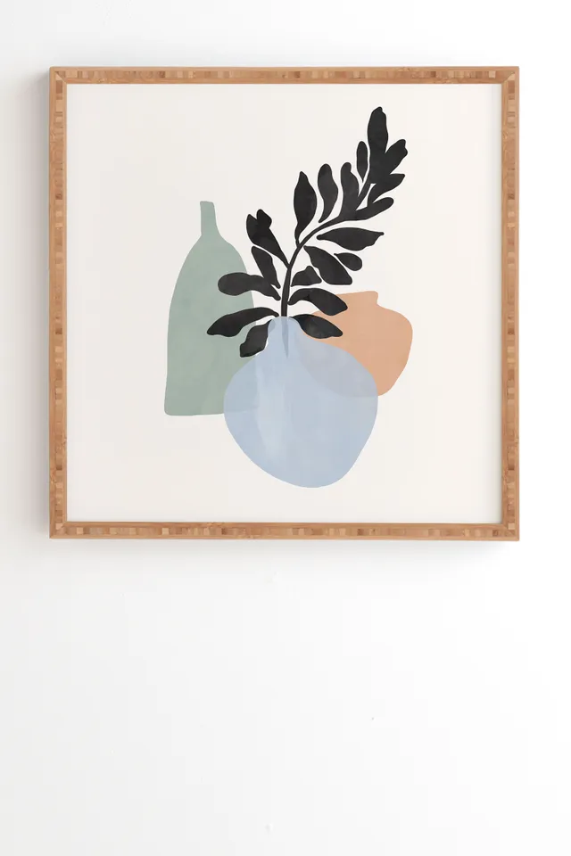 Sea Glass Vases by Gale Switzer - Framed Wall Art Bamboo 30" x 30"