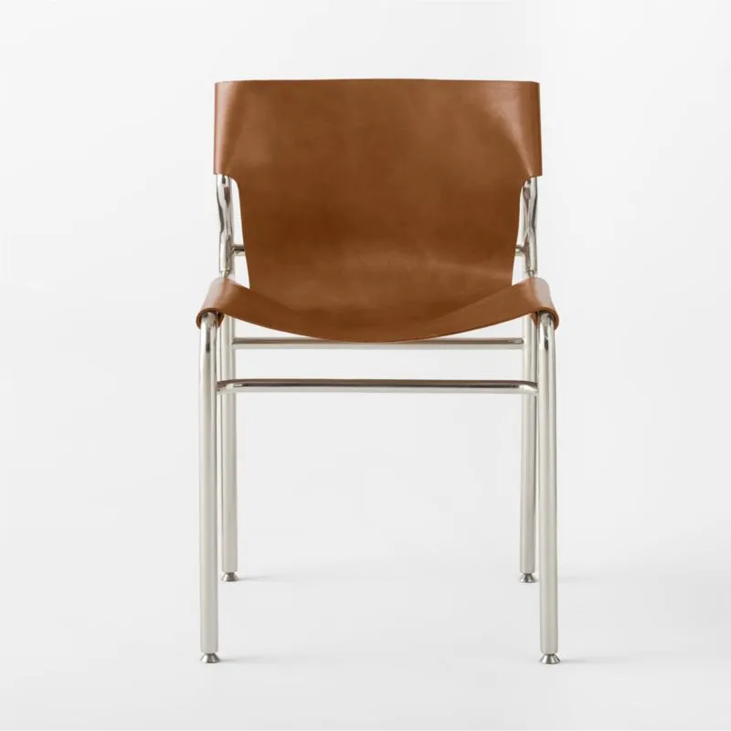 Surf Sling Brown Leather Dining Chair Set of 4