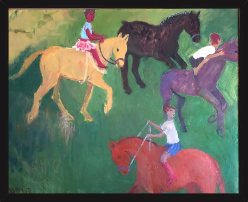 Four Horses, Three Riders by Megan Williamson for Artfully Walls