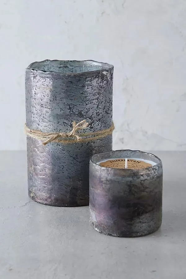 Textured Glass Candle, Tobacco Bark