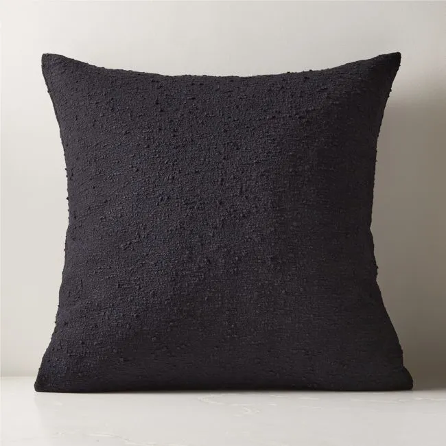 Black Boucle Throw Pillow with Feather-Down Insert 23"x23"