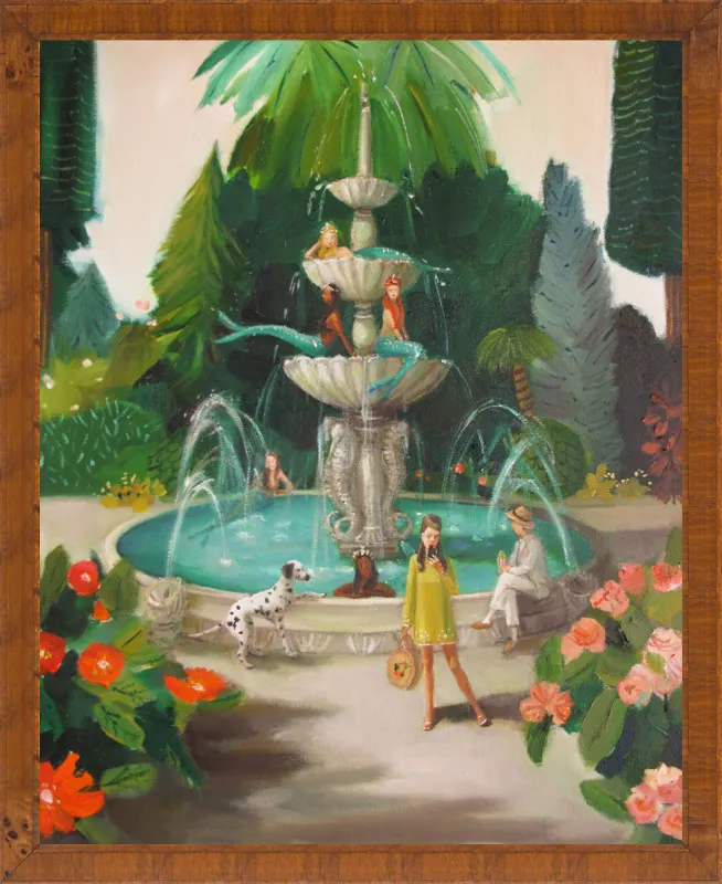 Selfie At The Mermaid Public Fountain by Janet Hill for Artfully Walls