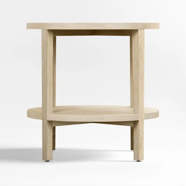 Clairemont Natural Oak Wood 24" Round End Table