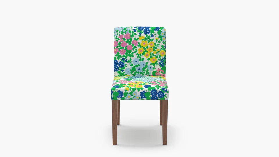 Signature Dining Chair, Fuchsia Million Flowers, Walnut Square Tapered Leg