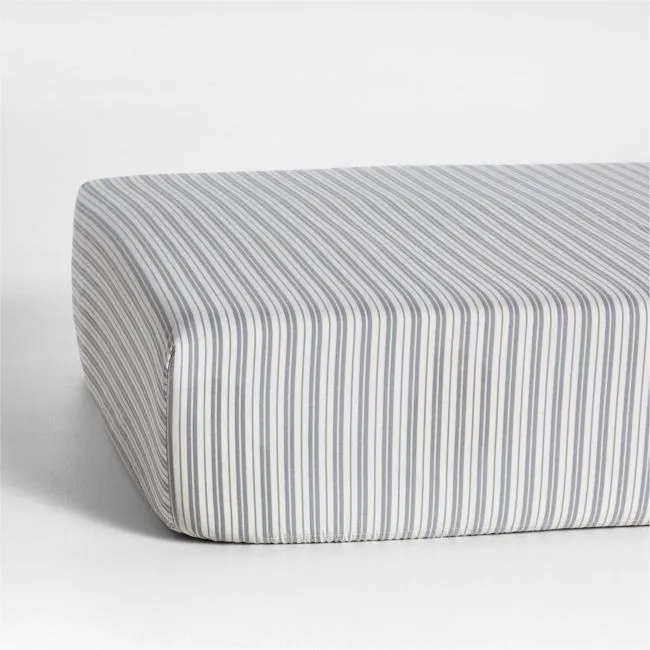 Frenchie Cloudy Blue 100% Organic Cotton Baby Crib Fitted Sheet by Leanne Ford