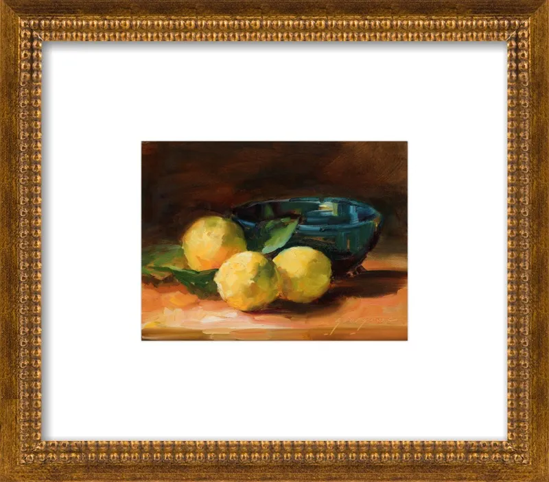 Lemons and Blue Bowl by Georgesse Gomez for Artfully Walls