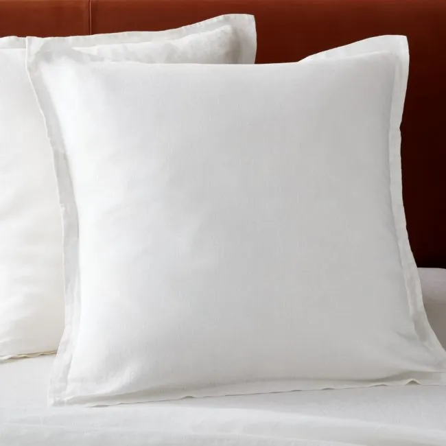Classic European Linen White Euro Pillow Shams Set of 2