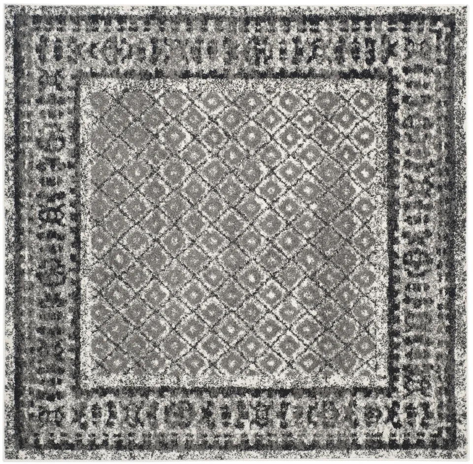 Arlo Home Woven Area Rug, ADR110B, Ivory/Silver,  8' X 8' Square
