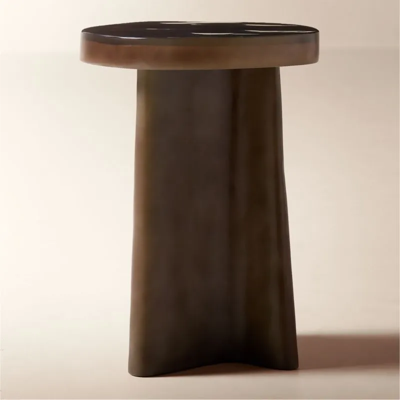 Lana 15" Dark Brown Resin Side Table by Casa Dean by Swizz Beatz