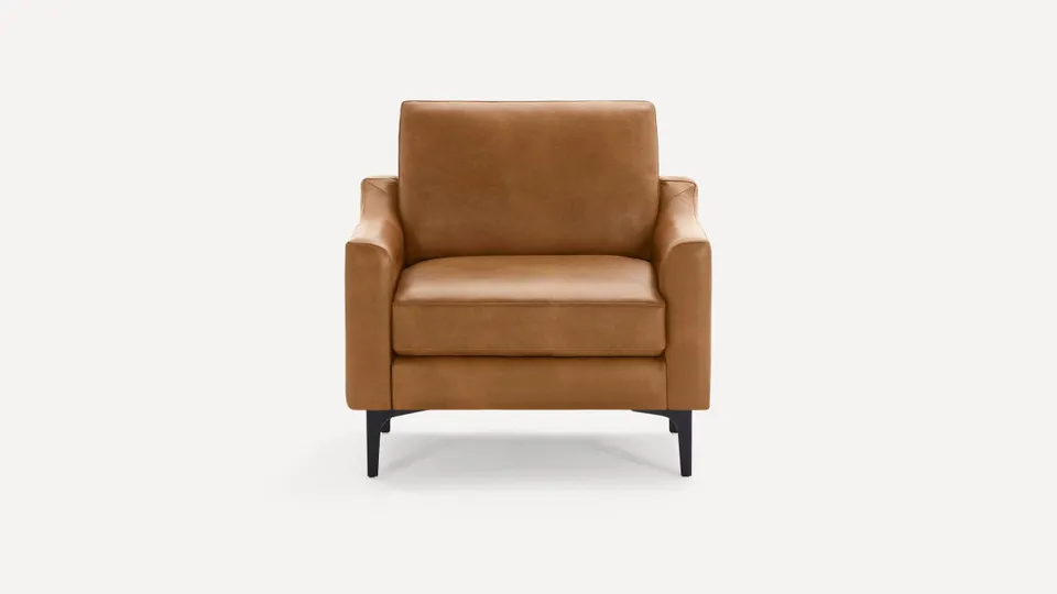Nomad Leather Club Chair - Camel - Top Grain Leather / Black - Metal / Slope