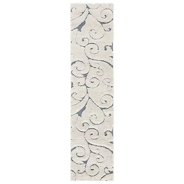 Coastal Shag Scrollwork Plush Area Rug