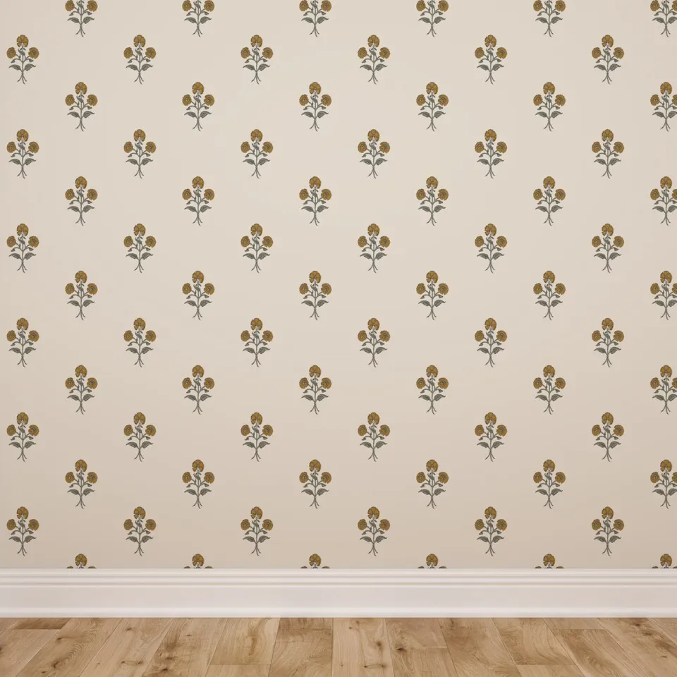Traditional Wallpaper, Marigold Delphine