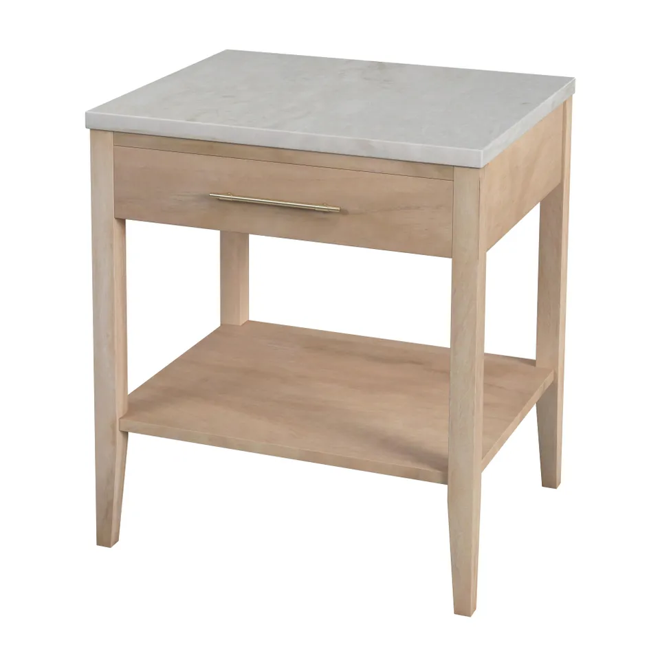 Averly White/Light Beige Marble Nightstand