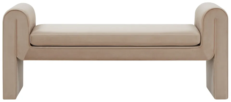 Garth Velvet Bench - Light Brown