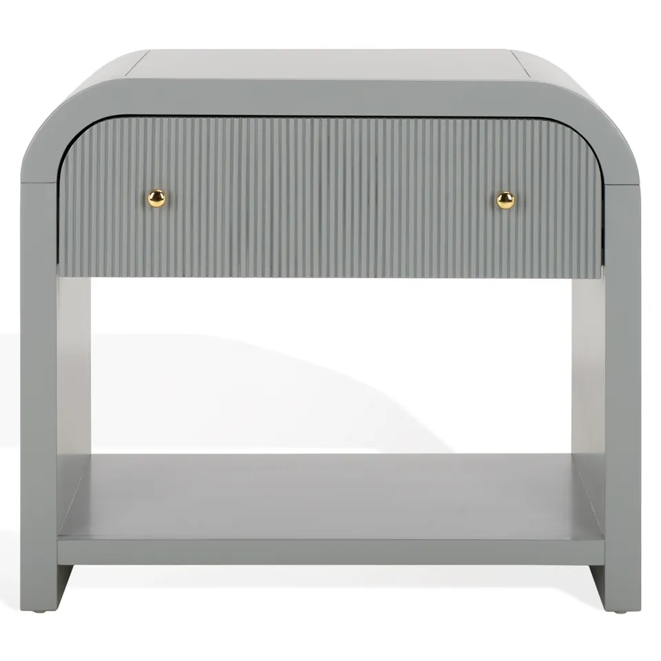 Liabella 1 Drw Curved Nightstand - Light Grey/Gold
