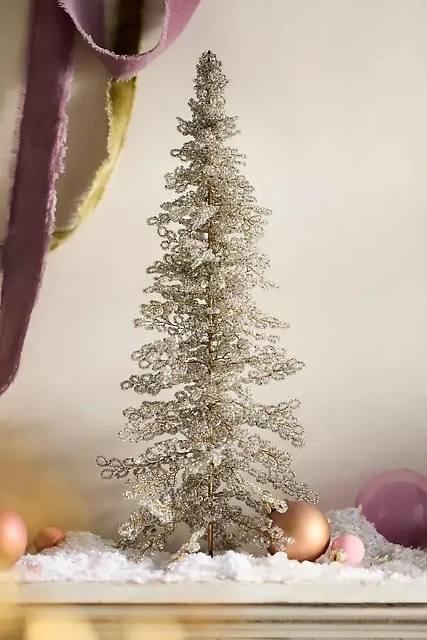 Silver Beaded Tree, 15"