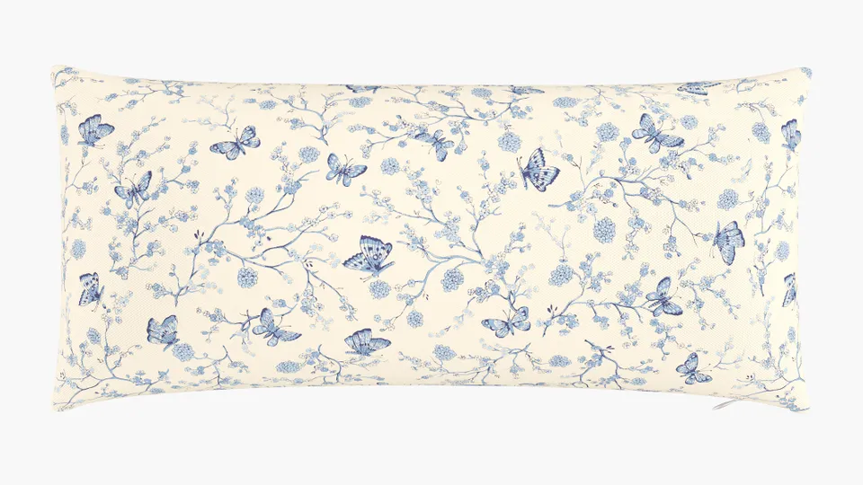 Outdoor 14" x 30" Lumbar Pillow, Delft Mariposa, 14" x 30"