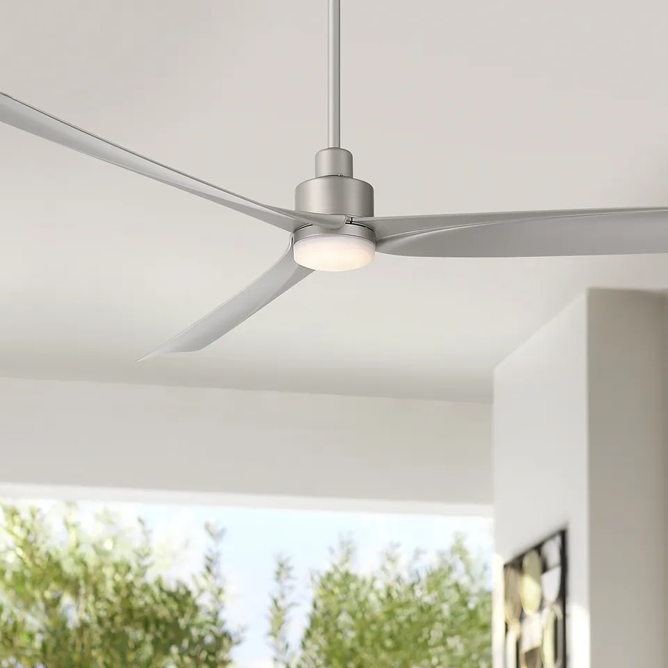 60" Casa Vieja Sailplane Silver Damp LED Ceiling Fan with Remote