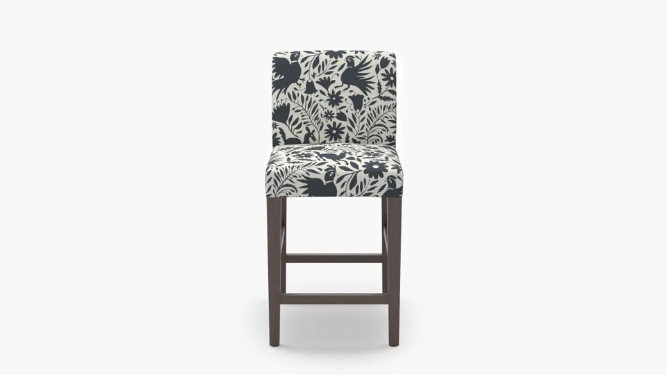 Signature Dining Counter Stool, Ink Frida, Espresso Square Tapered Leg