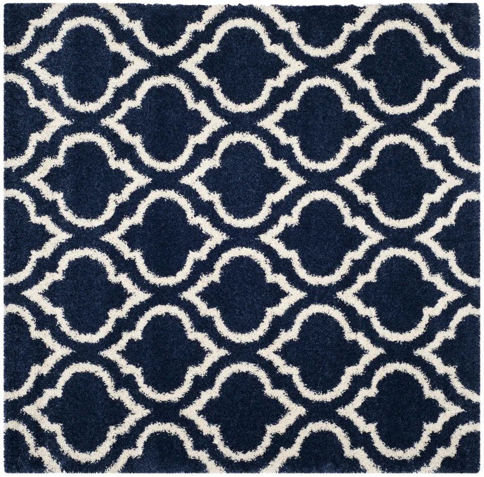 Arlo Home Woven Area Rug, SGH284C, Navy/Ivory,  7' X 7' Square