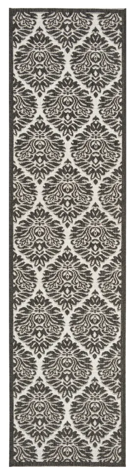 Arlo Home Indoor/Outdoor Woven Area Rug, LND135A, Light Grey/Charcoal,  2' X 8'