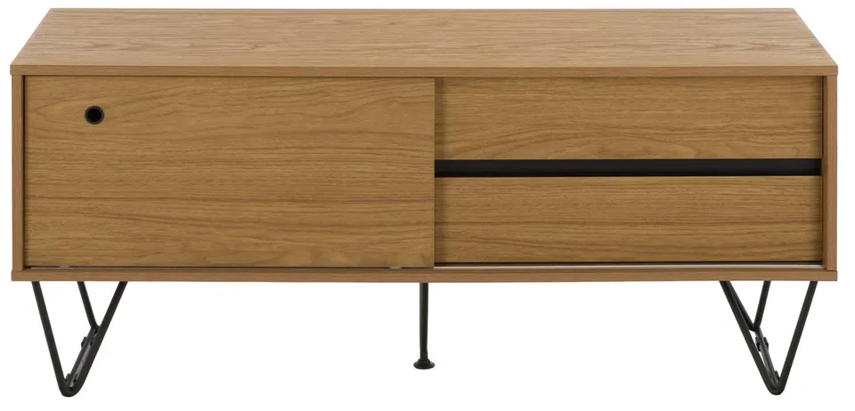 Daya Slide Door Media Stand - Oak / Black