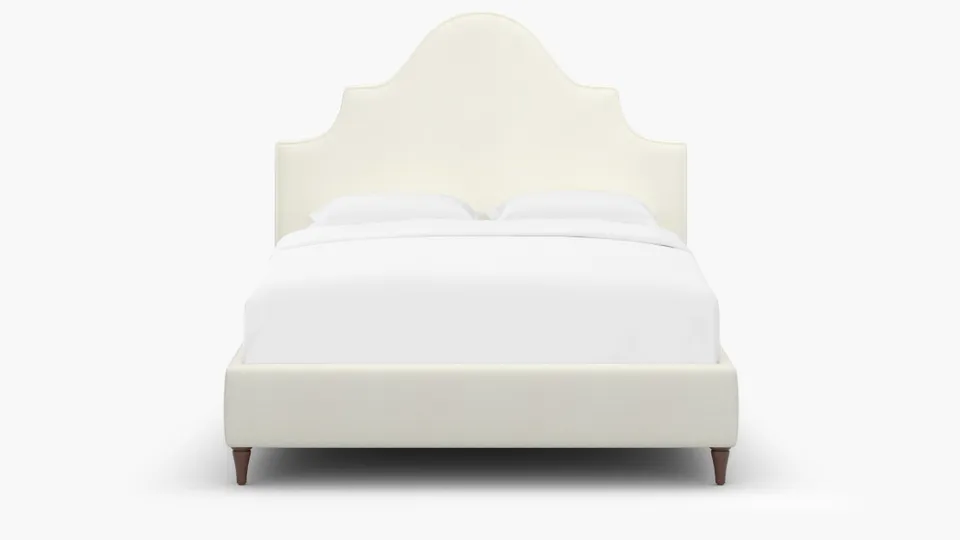 Statement Bed, Sheepskin, Walnut Decorative Tapered Leg, Twin