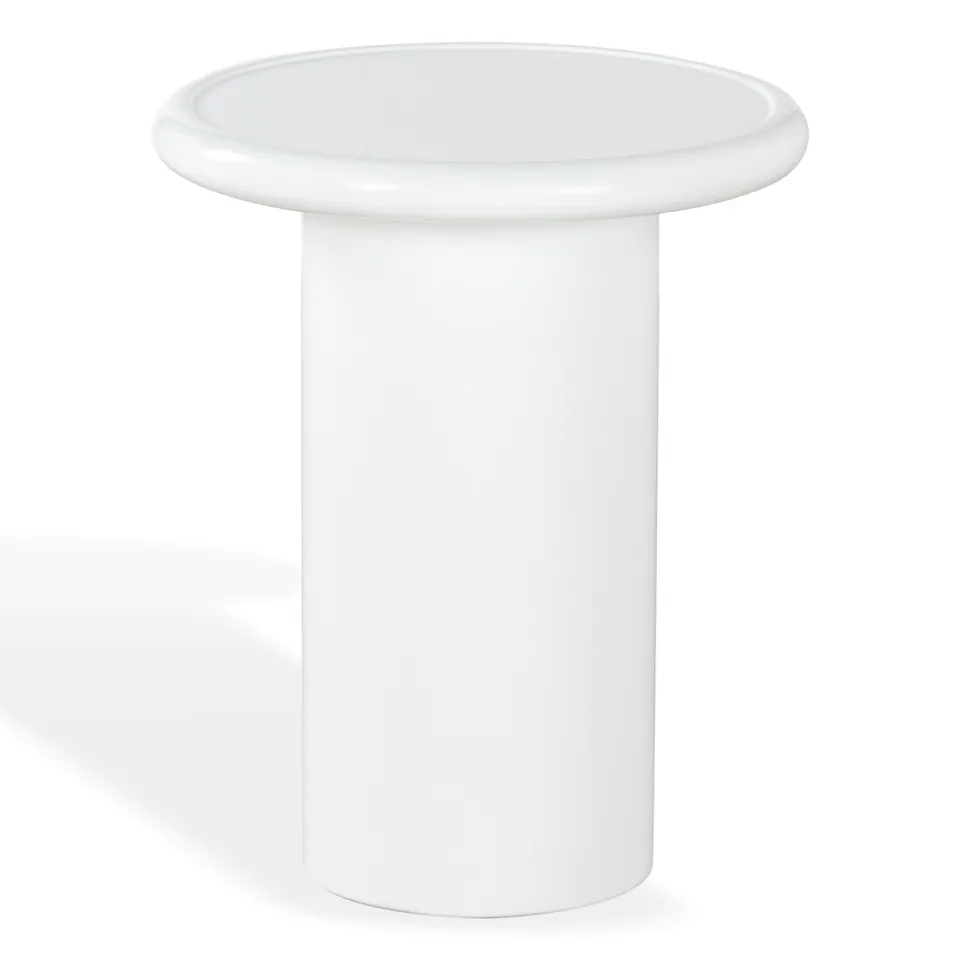 Lollita Round Concrete Accent Table - White