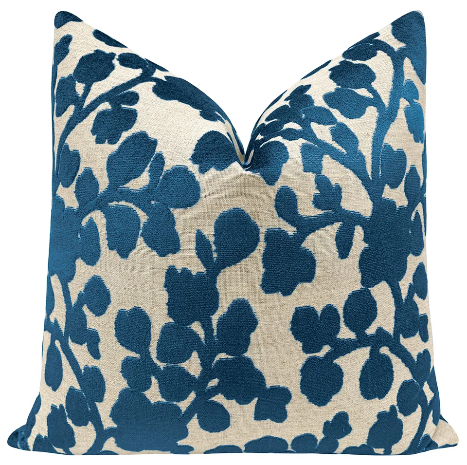 BLOSSOM CUT VELVET // SAPPHIRE - 20” X 30” QUEEN SHAM