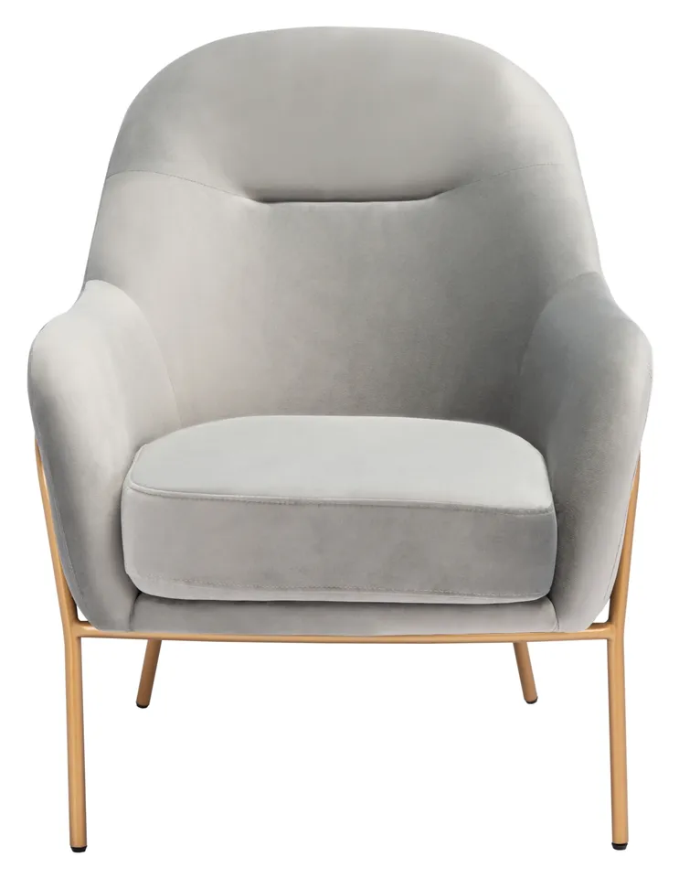 Eleazer Velvet Accent Chair - Gray / Gold