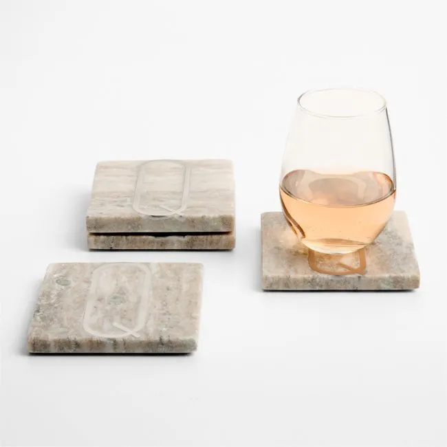 Tuscan Kitchen Marble "Q" Monogram Coasters, Set of 4