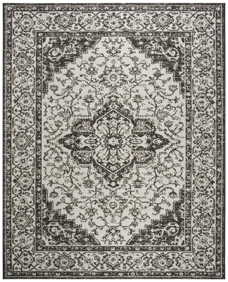 Arlo Home Indoor/Outdoor Woven Area Rug, LND137A, Light Grey/Charcoal,  8' X 10'