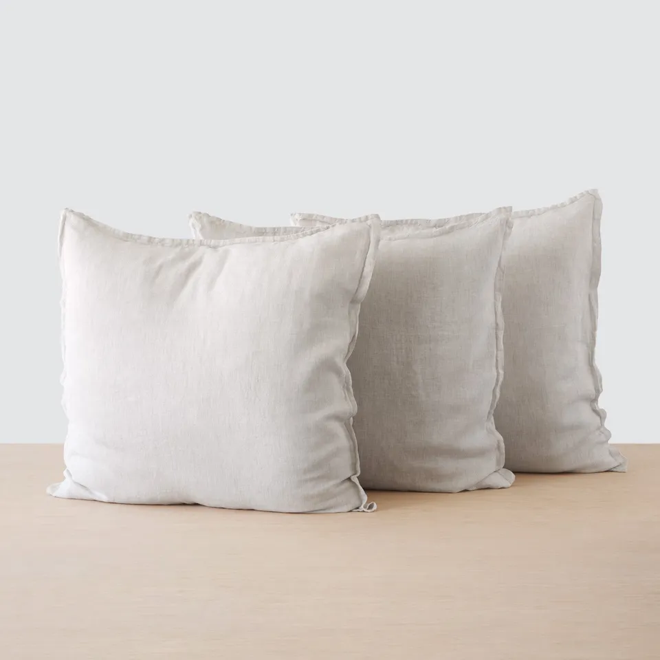 The Citizenry Stonewashed Linen Euro Shams Set of 3 | Sand
