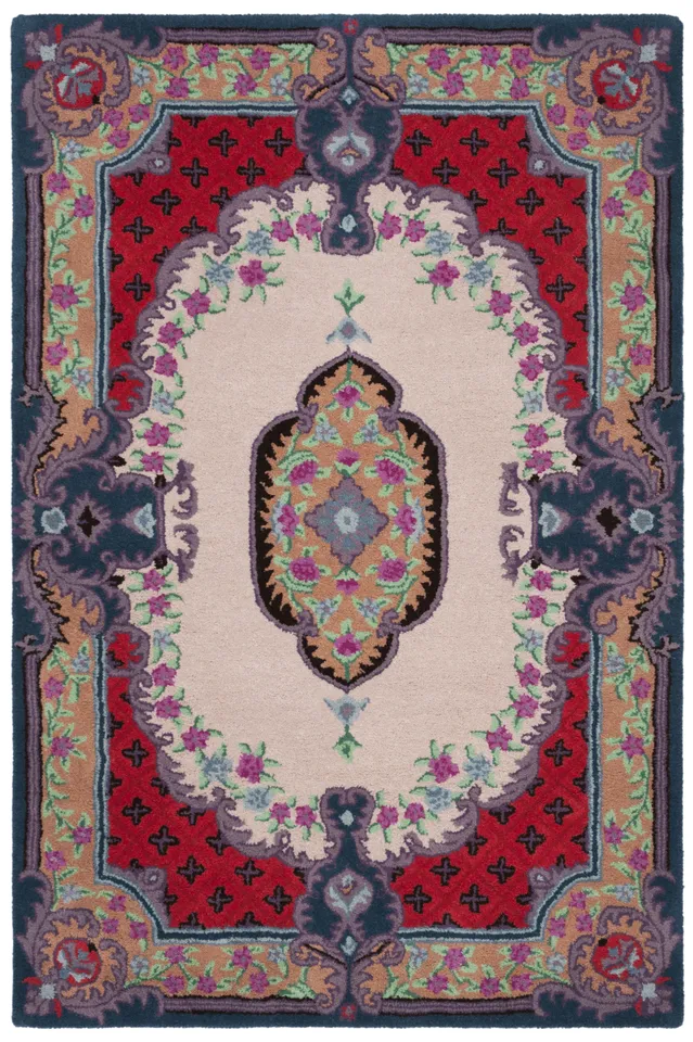 Arlo Home Hand Tufted Area Rug, BLG535A, Ivory/Pink,  5' X 8'