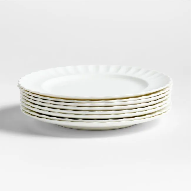Capella White Bone China Dinner Plates, Set of 8