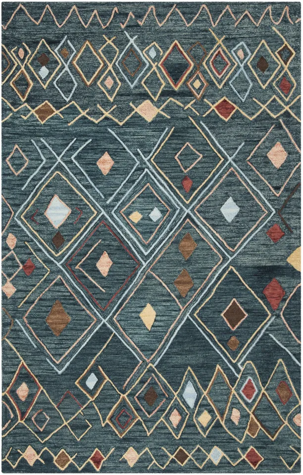 Arlo Home Hand Hooked Area Rug, SZN314A, Dark Blue/Multi,  5' X 8'