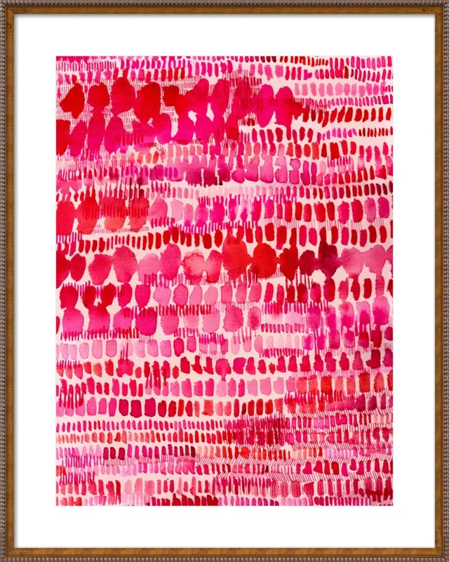 Pink and Red Watercolor Patterns Wall Art  by Paula Mills for Artfully Walls