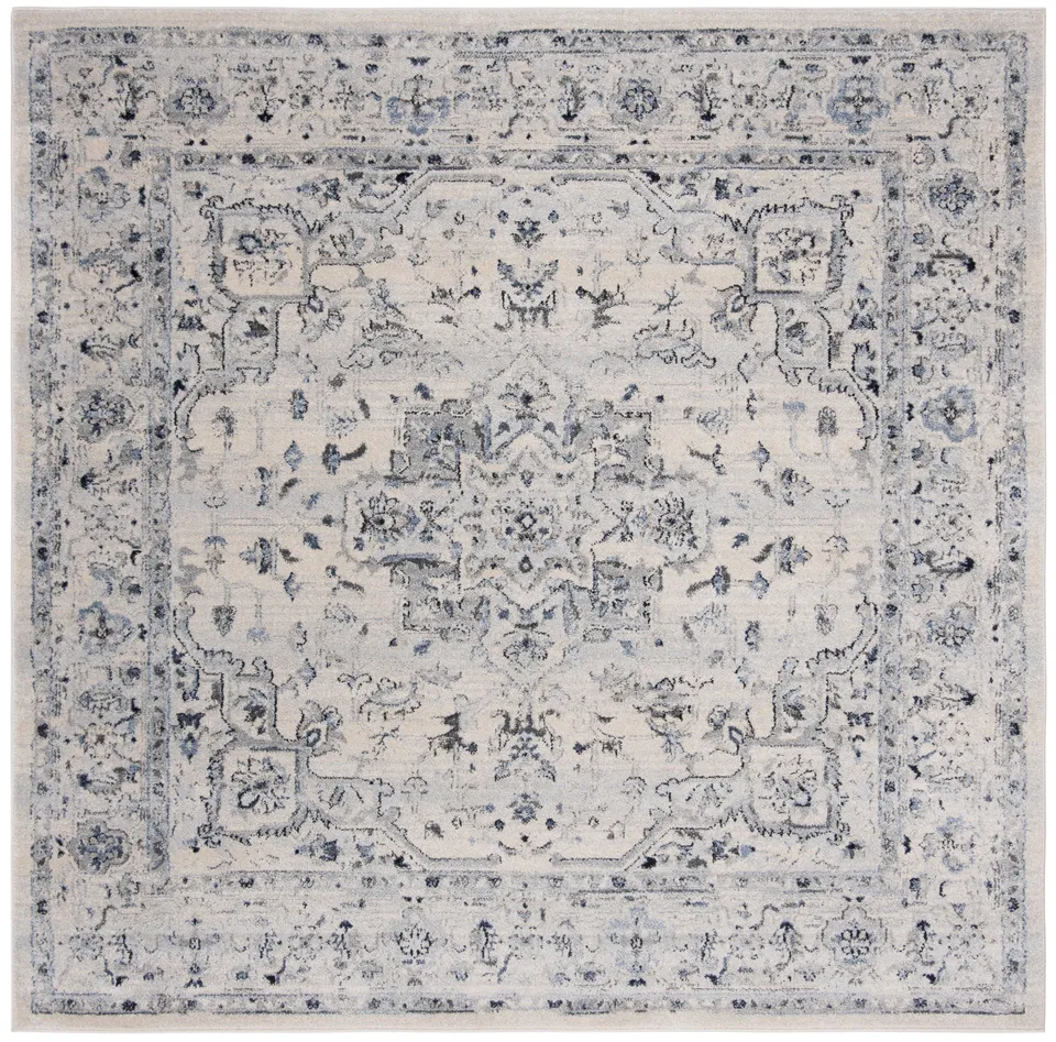 Arlo Home Woven Area Rug, CHL411M, Ivory/Light Blue,  6' 7" X 6' 7" Square