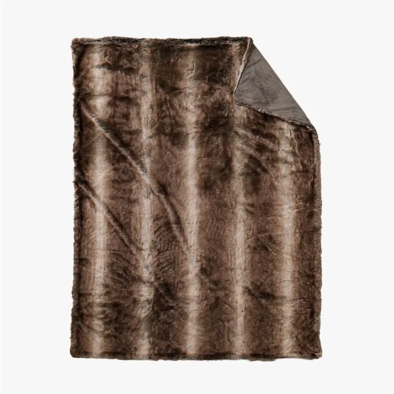 Dorian Brown Faux Fur Throw Blanket 60"x80"