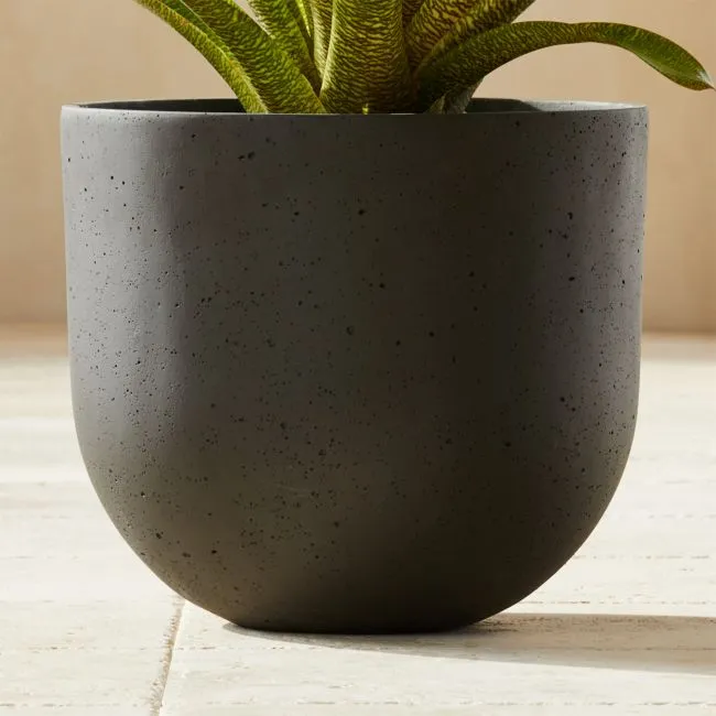 Seminyak Black Cement Indoor/Outdoor Medium Planter 14.5"H
