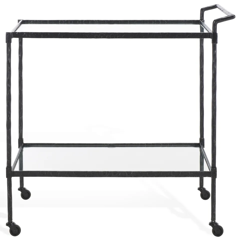 Isabellina Metal Bar Cart - Black/Clear