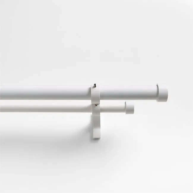 Matte White 1" Double Curtain Rod 120"-170"