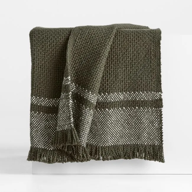 Weekend Burnt Green Organic Cotton 70"x55" Throw Blanket
