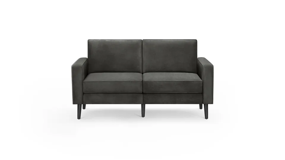 Nomad Velvet Loveseat - Graphite Grey - Performance Velvet / Ebony - Wood