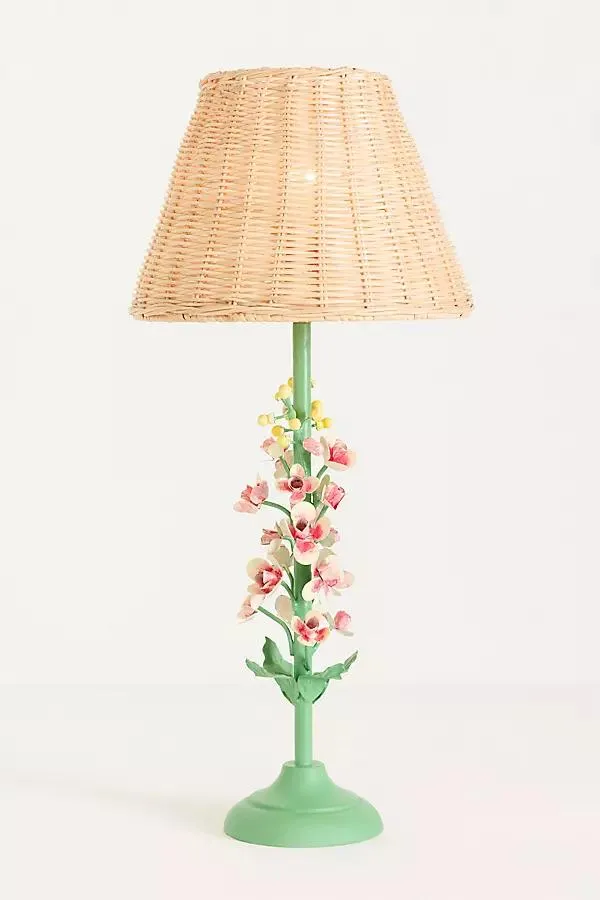 Floral Tole Iron Table Lamp