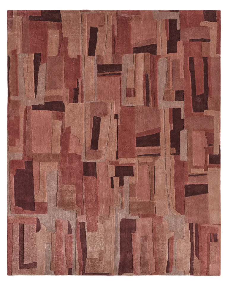 Oles CNO01 Tufted Patchwork Red Area Rug (18" Swatch)