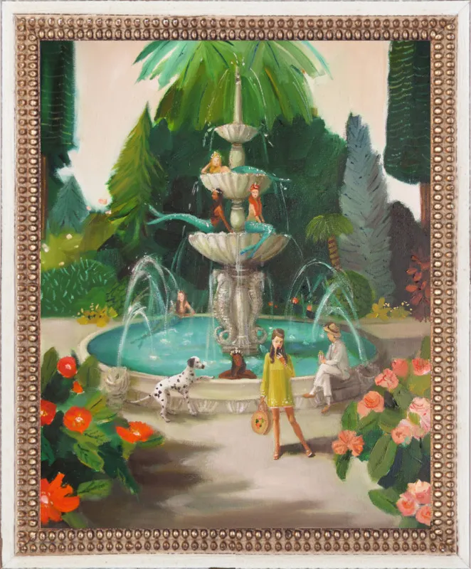 Selfie At The Mermaid Public Fountain by Janet Hill for Artfully Walls