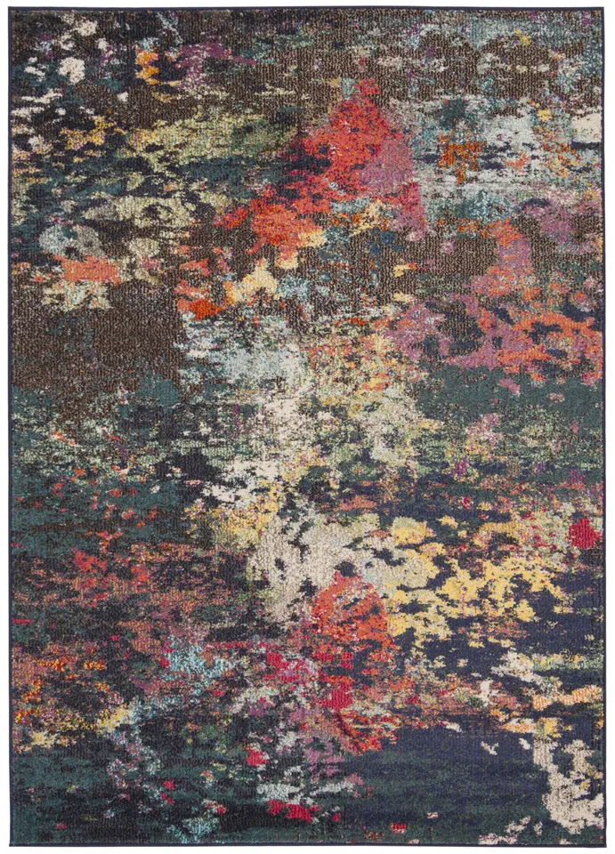 Arlo Home Woven Area Rug, MNC260T, Brown/Teal,  4' X 5' 7"