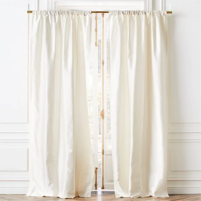 Seda Warm White Dupioni Silk Window Curtain Panel 48"x96"