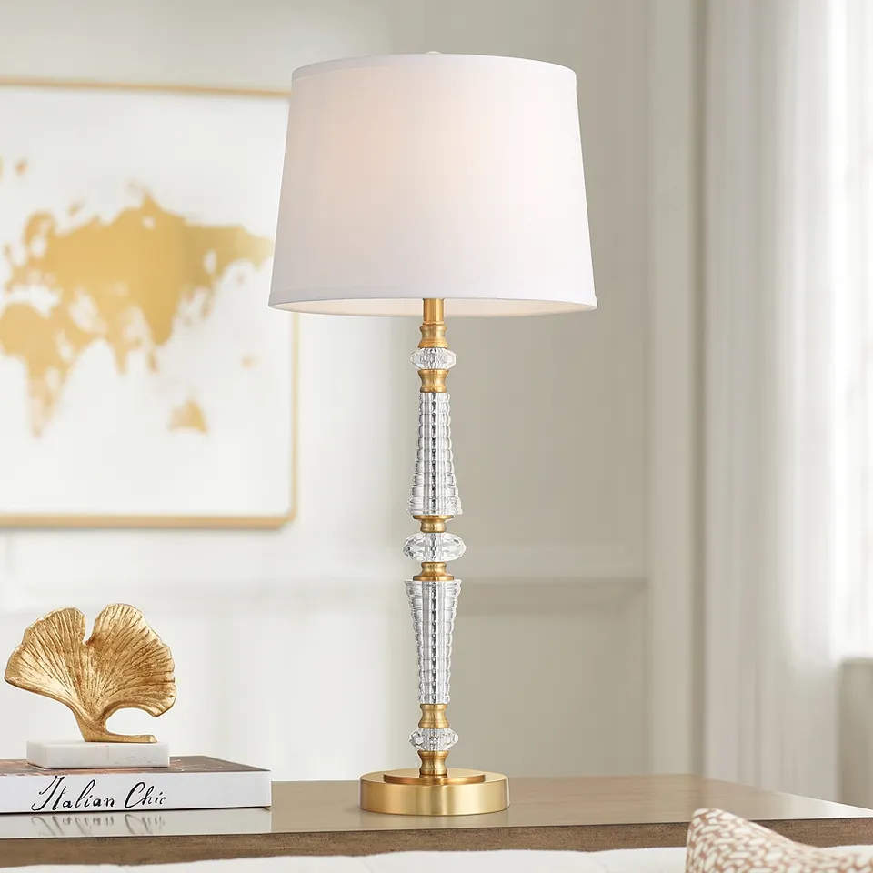 Possini Euro Arellano 32" High Brass and Crystal Table Lamp